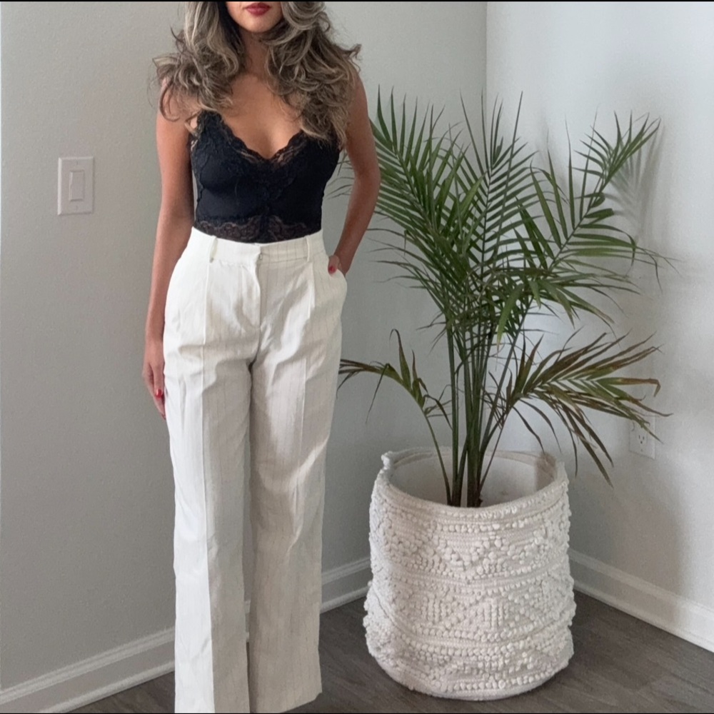 White Pinstripe Womens Trouser